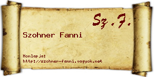 Szohner Fanni névjegykártya